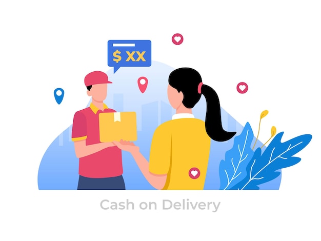 Cash on Delivery service payment by cash illustration