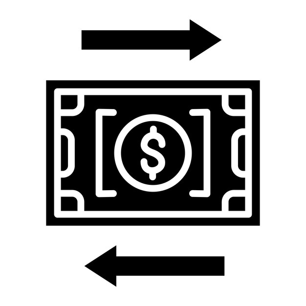 Cash Flow Glyph Solid Zwarte illustratie