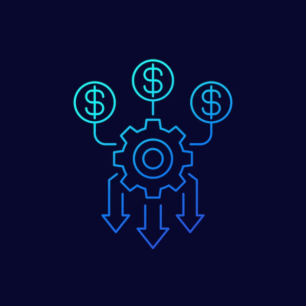 Cash flow optimization, money management line icon