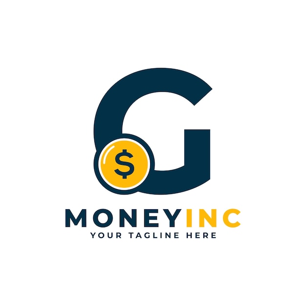 Cash logo letter g with coin money logo design template