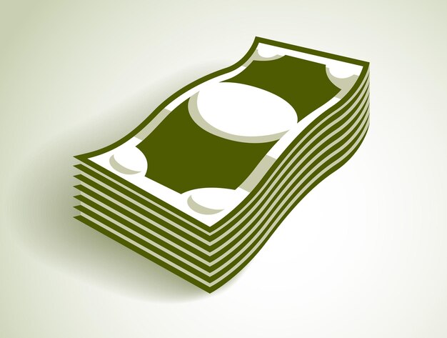 Наличные деньги доллар банкноты стек вектор упрощенной иллюстрации значок или логотип, тема бизнеса и финансов, приз дохода подоходного налога.