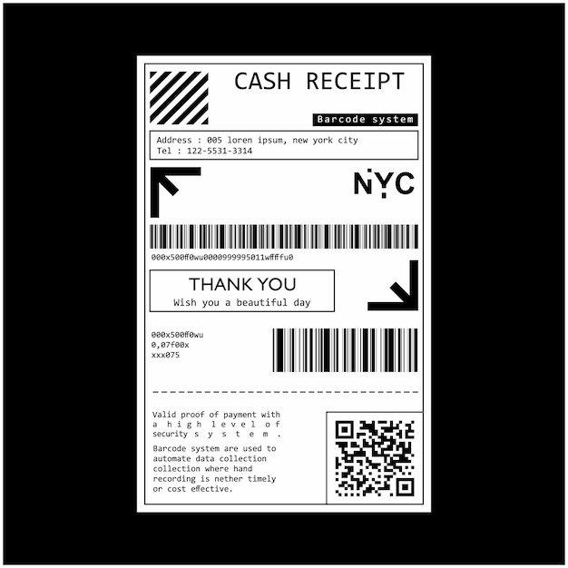 Vector cash receipt business barcodes and qr codes vector illustration