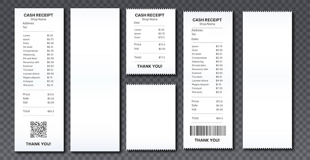 Cash receipt set