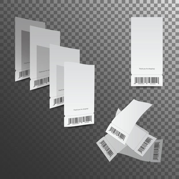 Vector cash receipts illustration. paper check and financial check isolated.