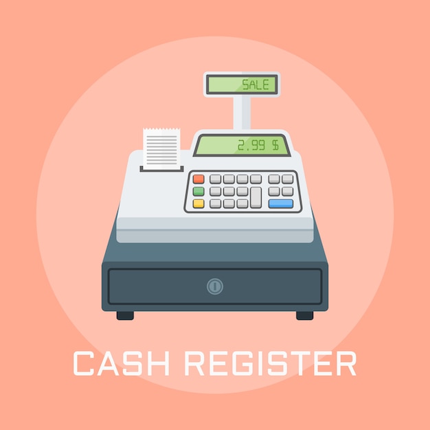 Cash register flat design style illustration