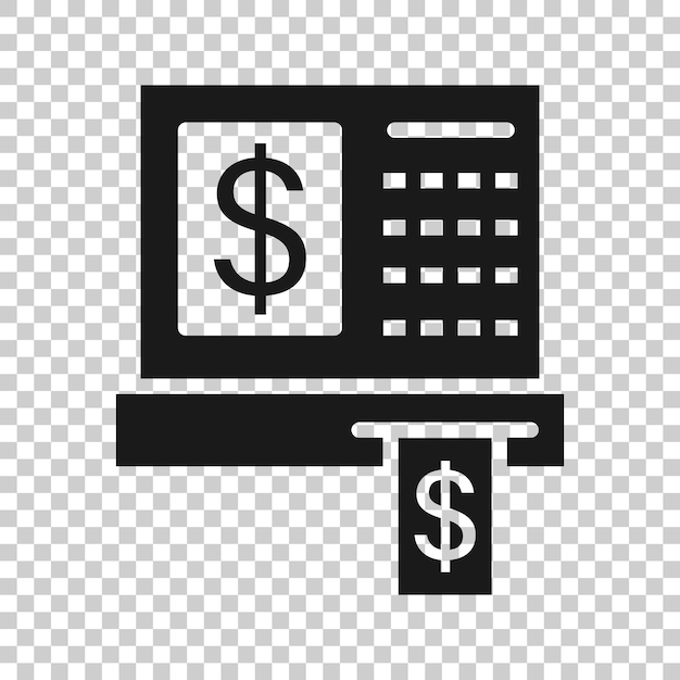 Icona del registratore di cassa in stile piatto illustrazione vettoriale della macchina di controllo su sfondo bianco isolato concetto di business dei pagamenti