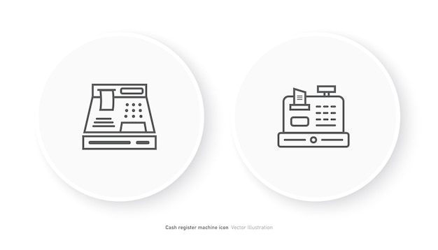 백색 배경의 아이콘 터 일러스트에 고립된 현금 등록 기계