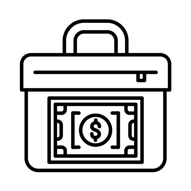 Cash Suitcase Line Illustration