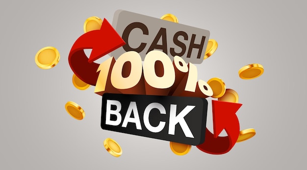 Cashback 100 percent icon isolated on the gray background Cashback or money back label