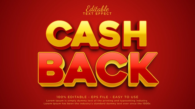 Vector cashback 3d editable text effect