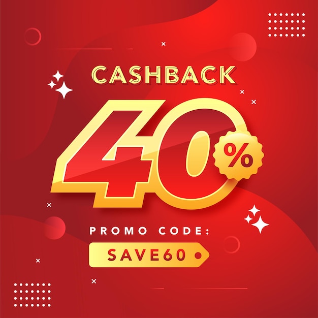 Cashback 40 achtergrondontwerp voor promotioneel product