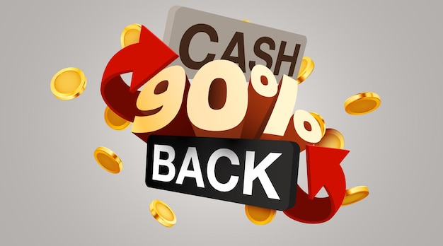 Cashback 90 percent icon isolated on the gray background Cashback or money back label