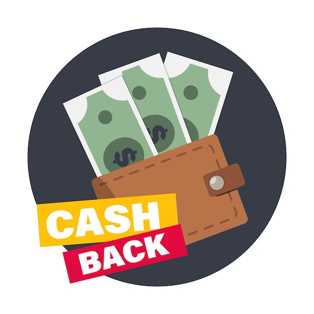 Cashback aanbieding Advertentie Winstgevende aanbieding Portemonnee vol geld icon Portemonnee icoon Geld icoon