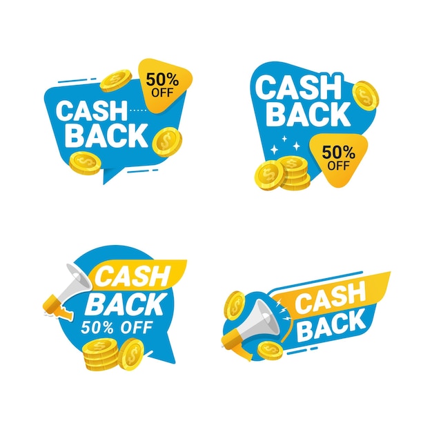 Cashback-badges sjabloontags voor restitutie van geld