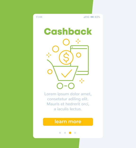 Vector cashback banner, mobile