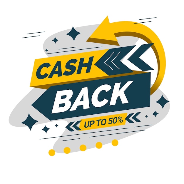 Cashback banner with discount design template in green and yellow color