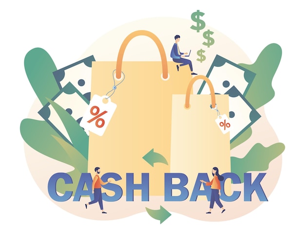 Cashback-concept beloningsprogramma geld overmaken online bankieren online winkelen geldgroei