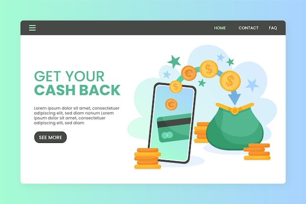 Cashback concept - bestemmingspagina