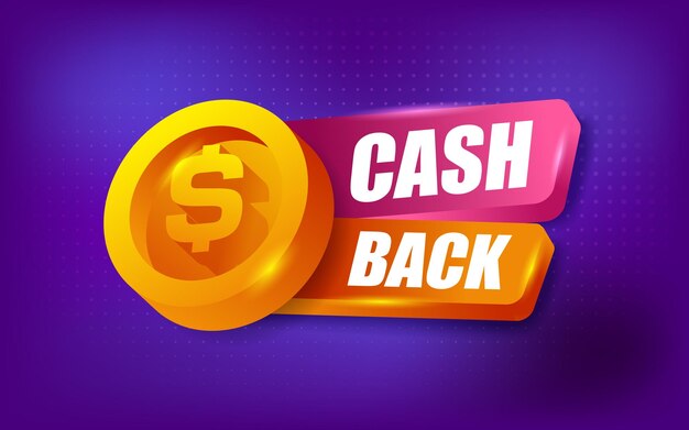 Cashback Concept met 3D Dollar Coins Gouden Banner