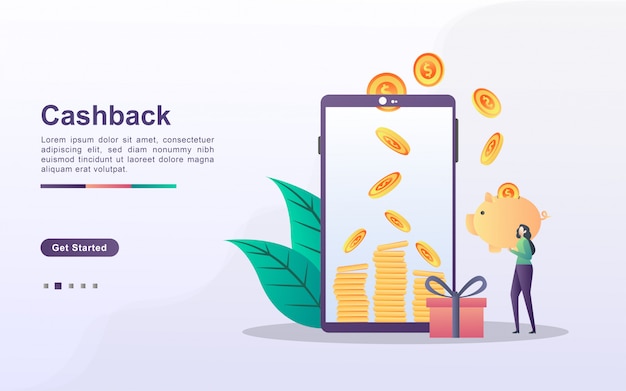 Cashback concept met mensen karakter