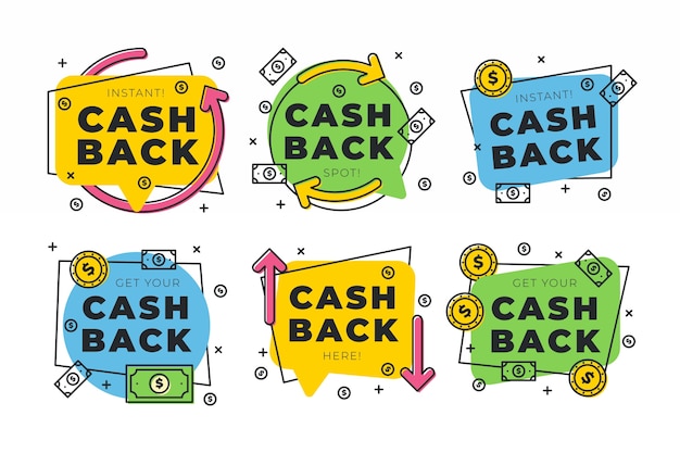 Вектор Концепция сбора этикеток cashback