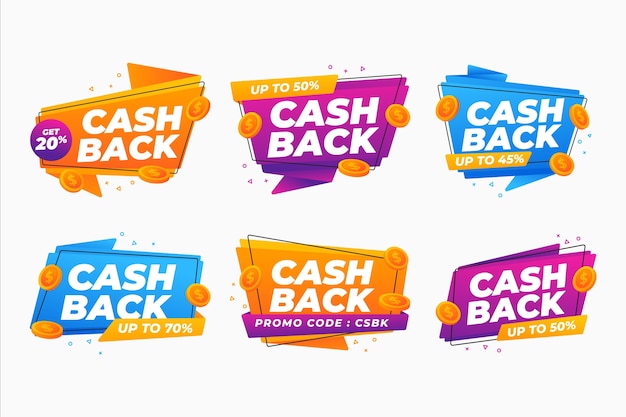 Vector cashback label collection concept