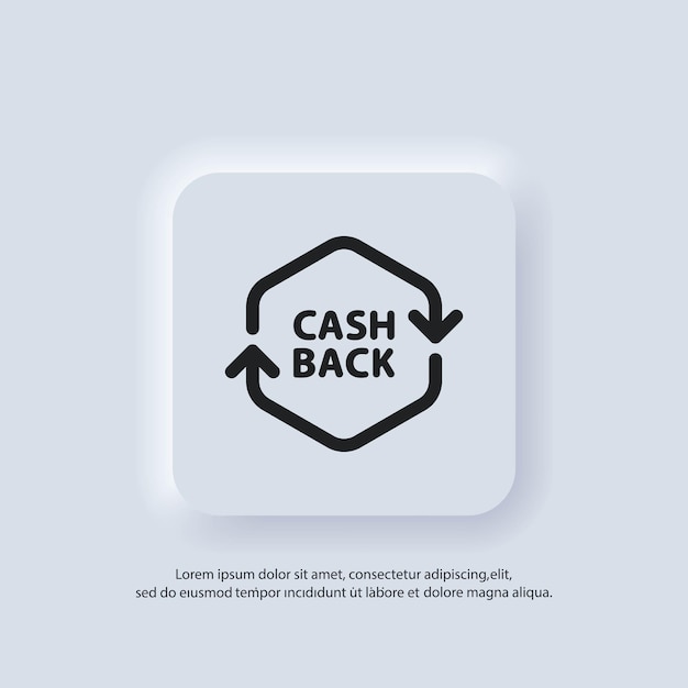 Cashback-pictogram. geld teruggeven. financiële diensten, geldteruggave, rendement op investering. geld terug korting. spaarrekening, valuta wisselen