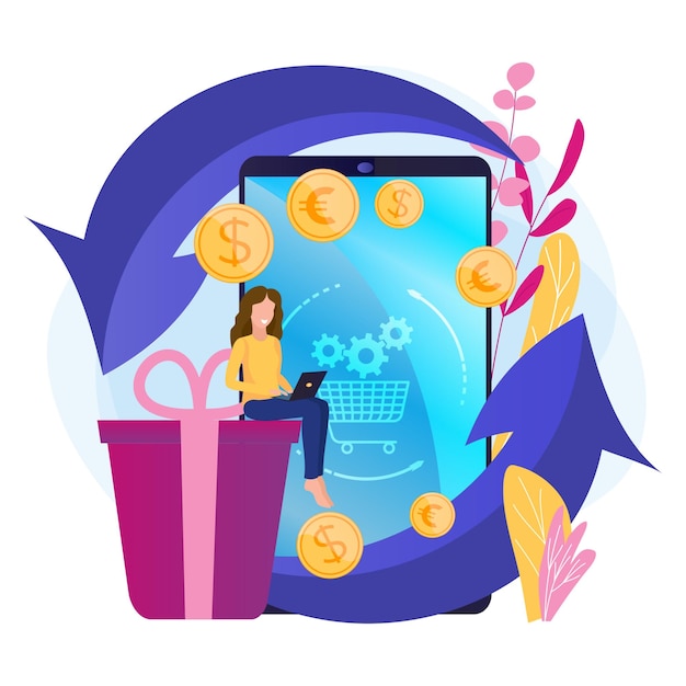 Cashback-service Vectorillustratie van geld terug voor financiële diensten