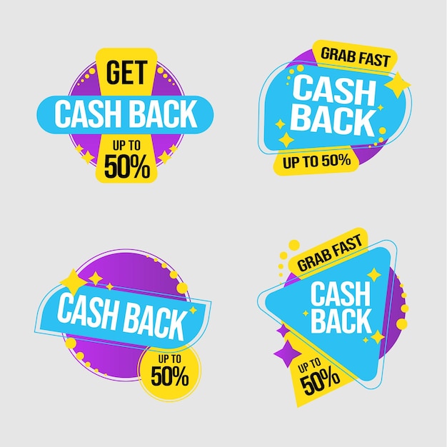 Cashback Stiker banner clipart set