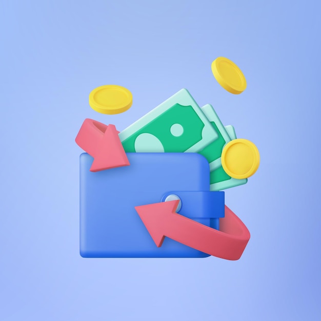 Cashback in wallet icon concept