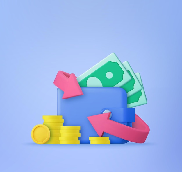 Cashback in wallet icon concept