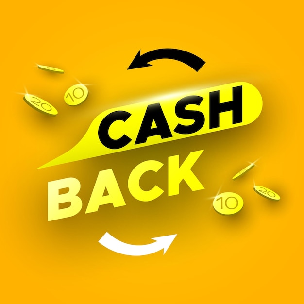 Cashbackbanner met gouden munten Vectorillustratie