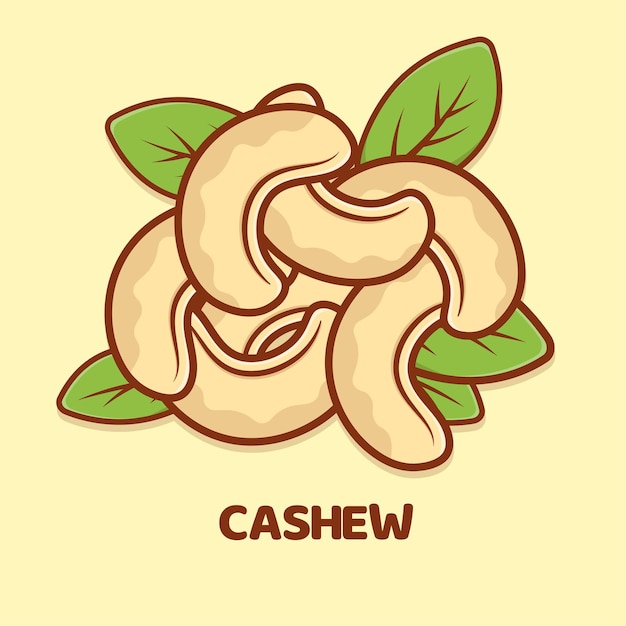 Cashew Seed cartoon vector icon illustration isolated