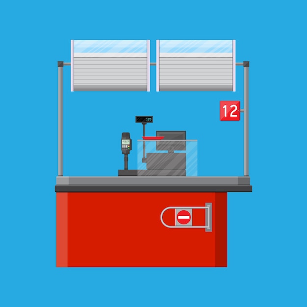 Vector cashier counter workplace.