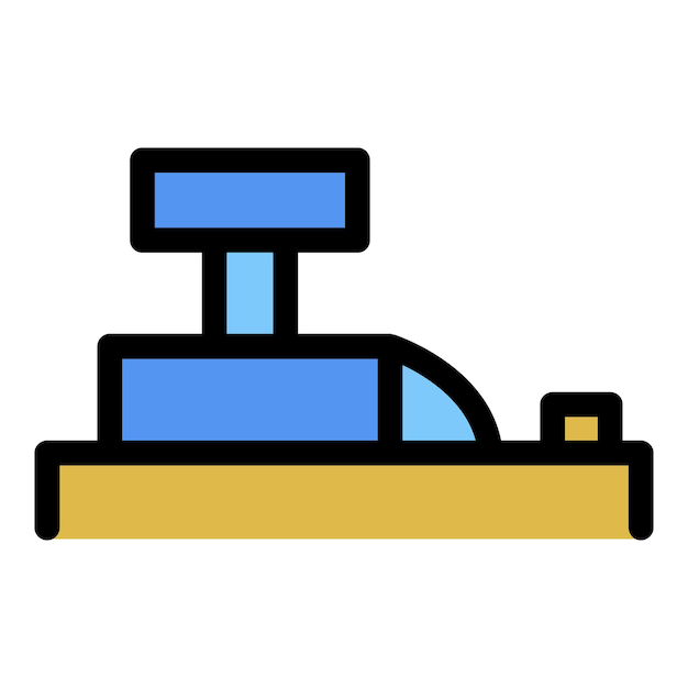 Icona dell'attrezzatura del cassiere profilo dell'icona del vettore dell'attrezzatura del cassiere piatto isolato a colori