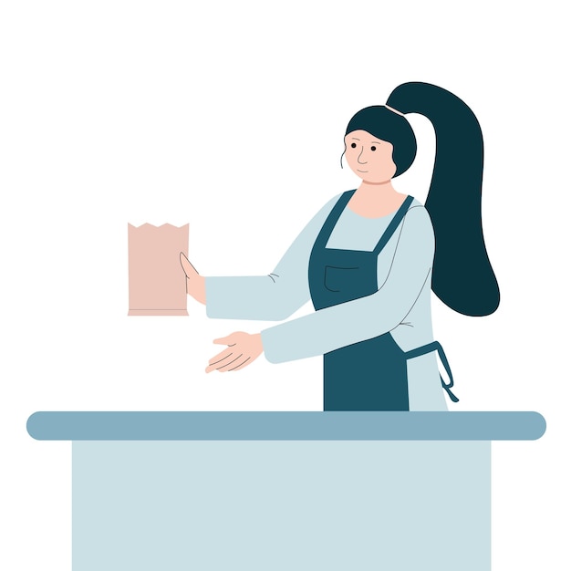 A cashier in a store an isolated character working in a store Making purchases and paying for pur