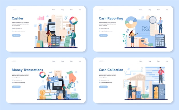 Cashier web banner or landing page set