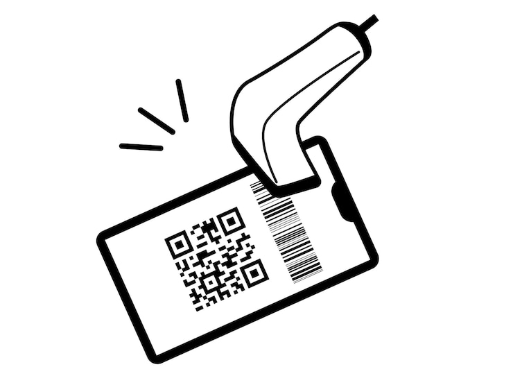 Vector cashless payment with barcode scanning on smartphone digital transactions and modern retail