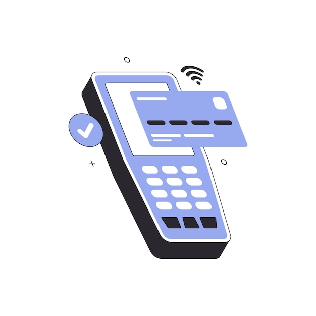 Cashless payments with bank credit or debit card Contactless payment concept
