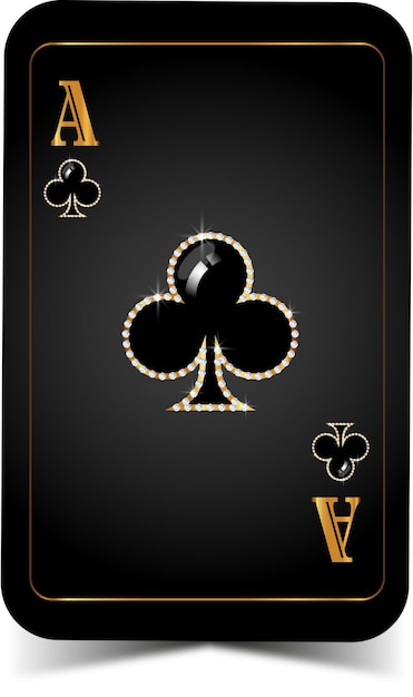 Vector casino ace club card with gold and diamonds