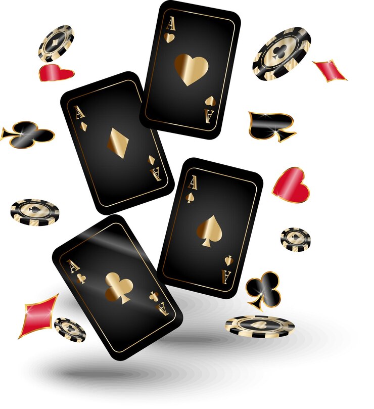 Vector casino aces with chips around