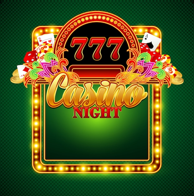 Vector casino background with cards, chips, craps.