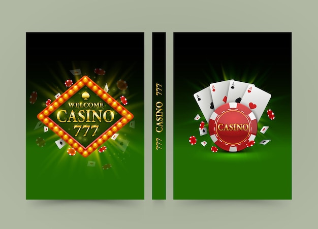 Casino banner book. a4 size paper, template design element, vector
