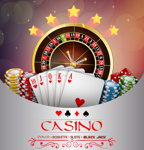 Casino banner with casino roulette wheel