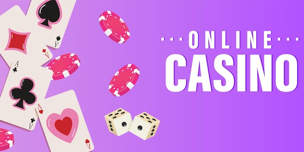 Banner del casinò con posto per il testo tokens o chips dadi e carte concetto di gioco d'azzardo