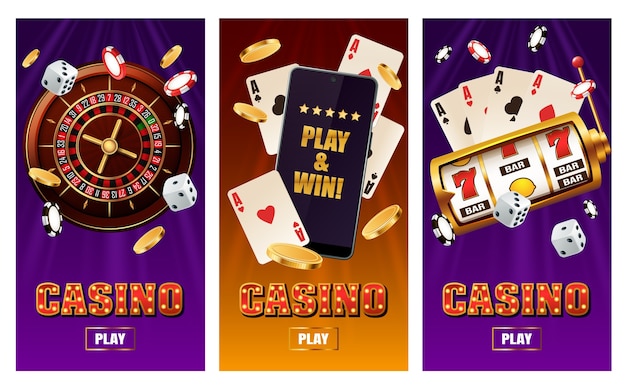 casino banners in realistic style