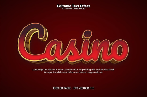 Casino bewerkbaar teksteffect in moderne trendstijl