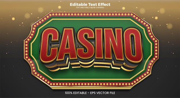 Casino bewerkbaar teksteffect in moderne trendstijl