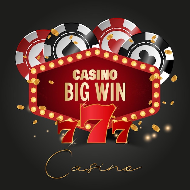 Casino big win banner with chips