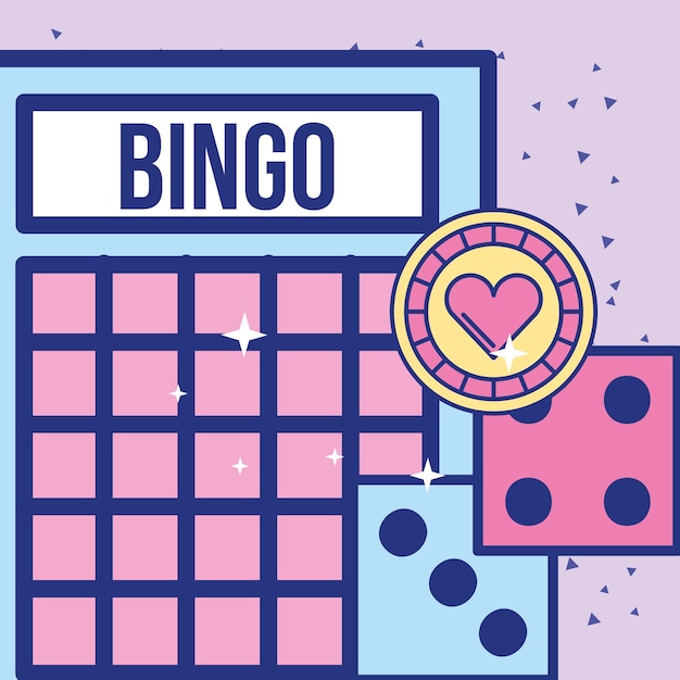 Dadi di carta di bingo del casinò e progettazione dell'immagine del gioco di chip